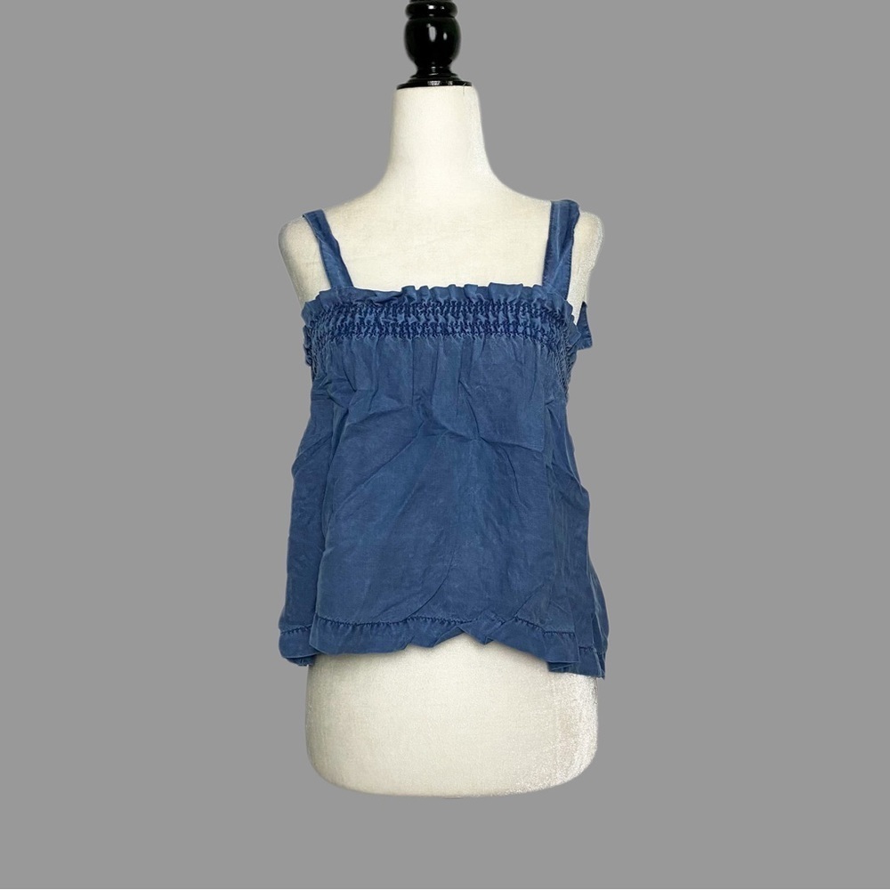 ❤️ XS ❤️ NWT Anthro Tank Top Chambray Tie Shoulder Adjustable Square Neck​